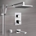 Remer TSR47 Thermostatic Tub and Shower Faucet Set with Handheld and Rain Shower Head